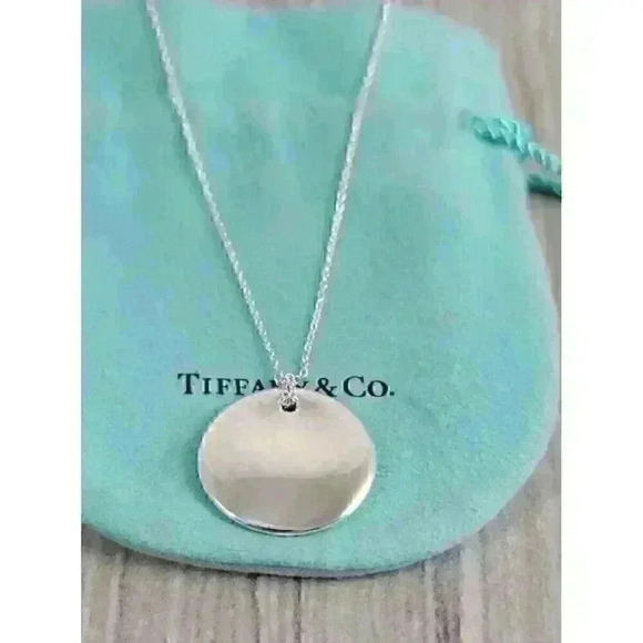 Tiffany & Co Sterling Silver Elsa Peretti Round Pendant Necklace 24mm - Picture 2 of 11